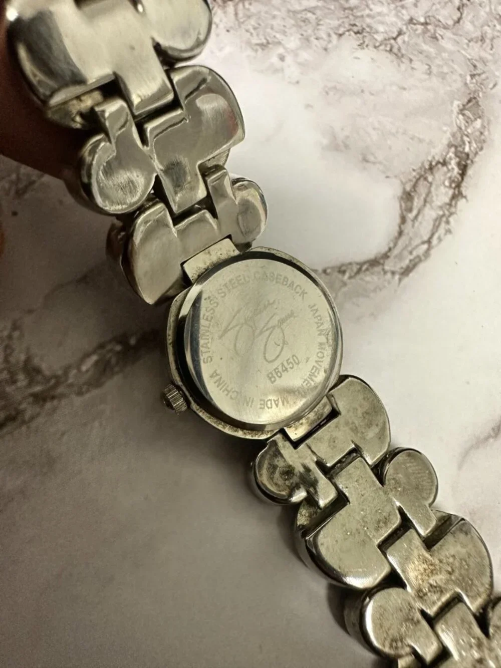 Suzanne Somers Watch Women Silver Tone Blue Rhinestone Bling Band New Battery